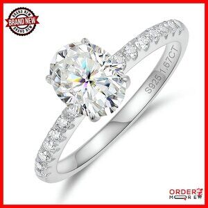 1.5 Carat Oval Moissanite Engagement Ring 18K Gold Plated Sterling Silver